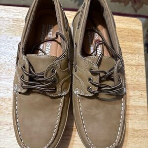 Deer Stags Tan Boat Shoes with Moccasin Construction